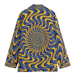 Blue And Yellow Motion Illusion Print Women's Blazer