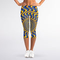 Blue And Yellow Motion Illusion Print Women's Capri Leggings