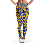 Blue And Yellow Motion Illusion Print Women's Leggings