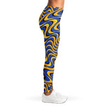 Blue And Yellow Motion Illusion Print Women's Leggings