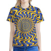 Blue And Yellow Motion Illusion Print Women's Polo Shirt