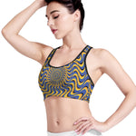 Blue And Yellow Motion Illusion Print Women's Sports Bra