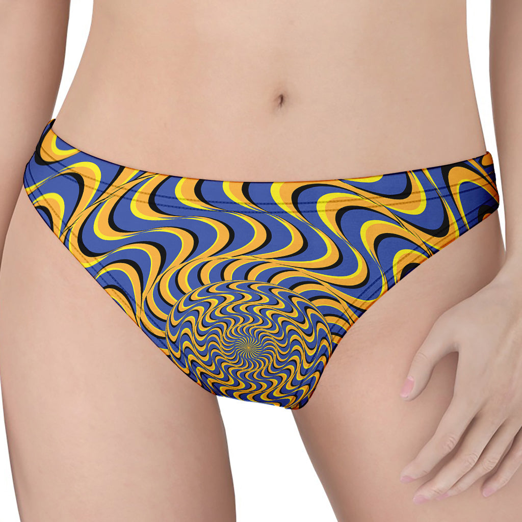 Blue And Yellow Motion Illusion Print Women's Thong