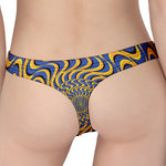 Blue And Yellow Motion Illusion Print Women's Thong