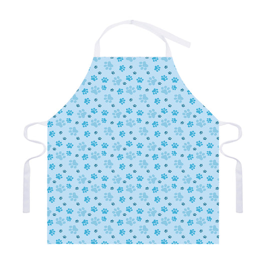 Blue Animal Paw Pattern Print Adjustable Apron