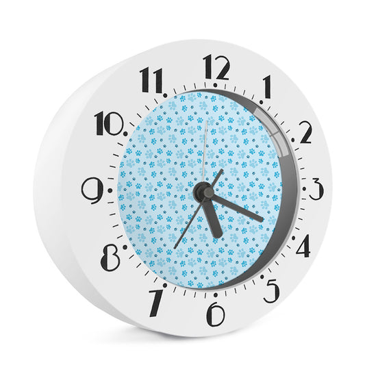 Blue Animal Paw Pattern Print Alarm Clock