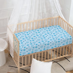 Blue Animal Paw Pattern Print Baby Crib Sheet