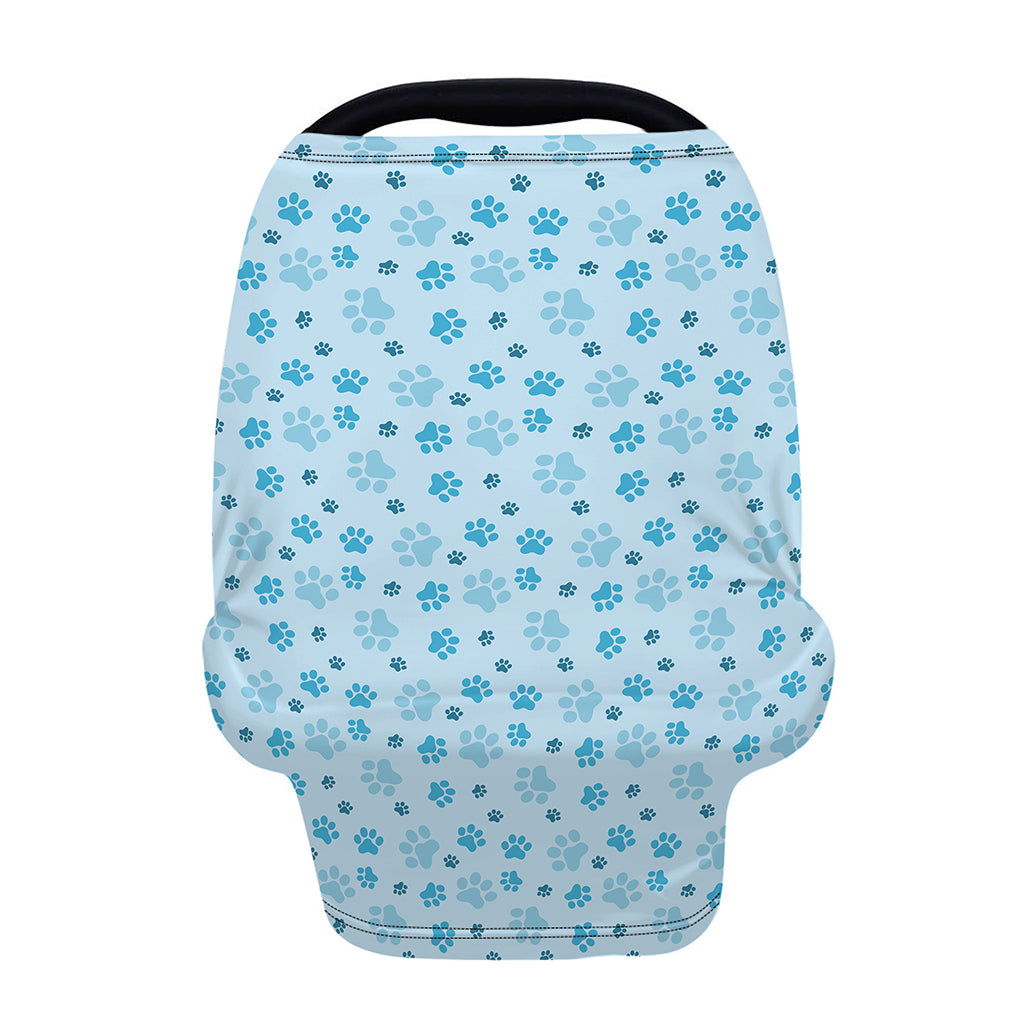Blue Animal Paw Pattern Print Baby Seat Cover