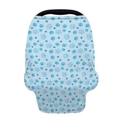 Blue Animal Paw Pattern Print Baby Seat Cover