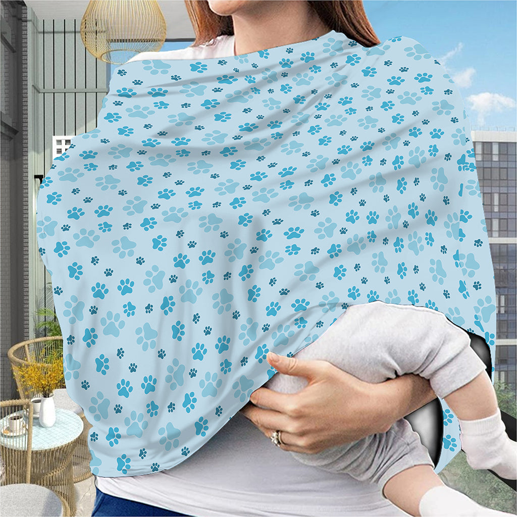 Blue Animal Paw Pattern Print Baby Seat Cover