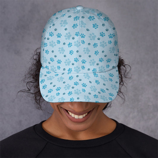 Blue Animal Paw Pattern Print Baseball Cap