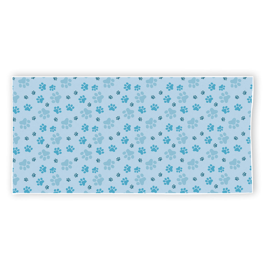 Blue Animal Paw Pattern Print Beach Towel