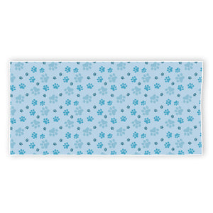 Blue Animal Paw Pattern Print Beach Towel