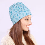 Blue Animal Paw Pattern Print Beanie
