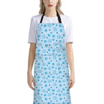 Blue Animal Paw Pattern Print Bib Apron With Pocket
