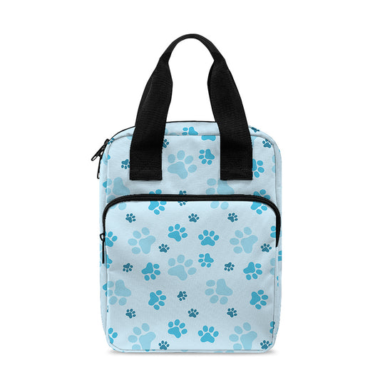 Blue Animal Paw Pattern Print Bible Tote Bag