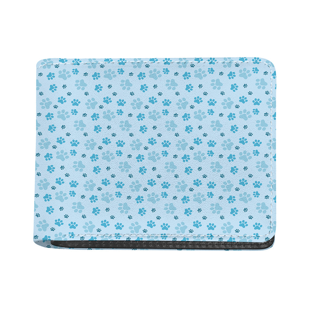 Blue Animal Paw Pattern Print Bifold Wallet