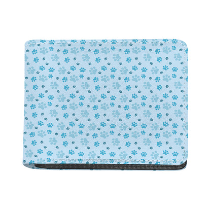 Blue Animal Paw Pattern Print Bifold Wallet