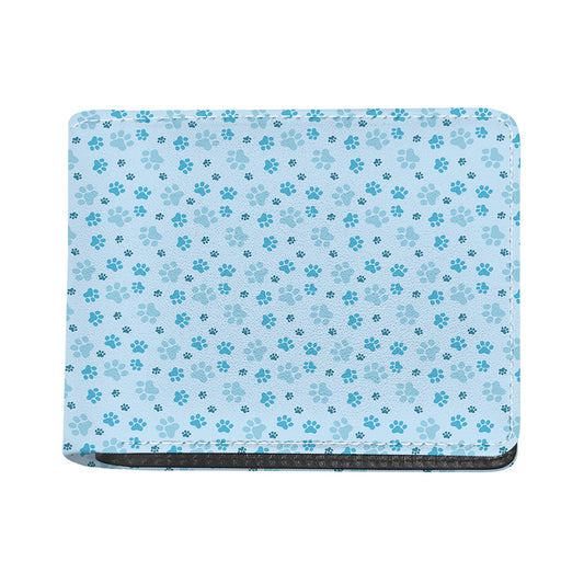 Blue Animal Paw Pattern Print Bifold Wallet