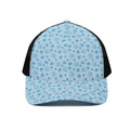 Blue Animal Paw Pattern Print Black Mesh Trucker Hat