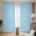 Blue Animal Paw Pattern Print Dimout Pencil Pleat Curtains