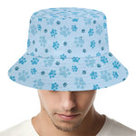 Blue Animal Paw Pattern Print Bucket Hat