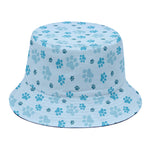 Blue Animal Paw Pattern Print Bucket Hat