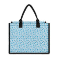 Blue Animal Paw Pattern Print Canvas Tote Bag