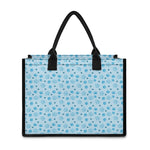 Blue Animal Paw Pattern Print Canvas Tote Bag