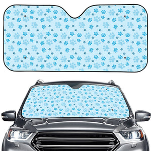 Blue Animal Paw Pattern Print Car Windshield Sun Shade