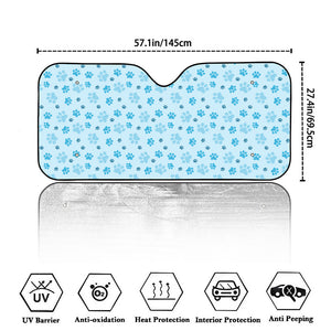 Blue Animal Paw Pattern Print Car Windshield Sun Shade