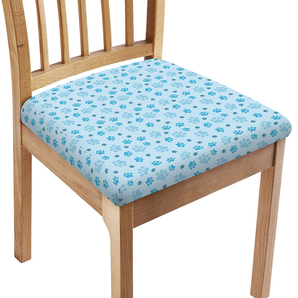 Blue Animal Paw Pattern Print Chair Cushion Cover