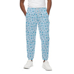 Blue Animal Paw Pattern Print Cotton Pants