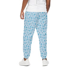 Blue Animal Paw Pattern Print Cotton Pants