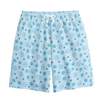 Blue Animal Paw Pattern Print Cotton Shorts