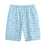 Blue Animal Paw Pattern Print Cotton Shorts