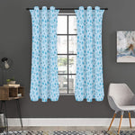 Blue Animal Paw Pattern Print Curtain