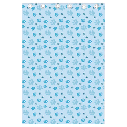Blue Animal Paw Pattern Print Curtain