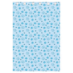 Blue Animal Paw Pattern Print Curtain
