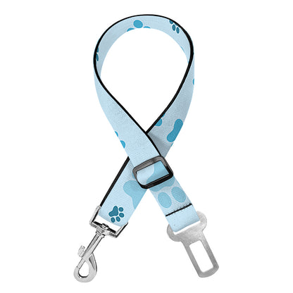 Blue Animal Paw Pattern Print Dog Seat Belt