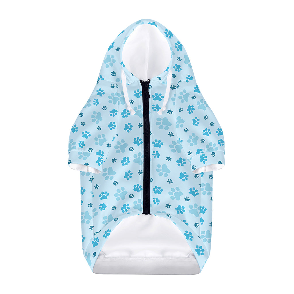 Blue Animal Paw Pattern Print Dog Zip Up Hoodie