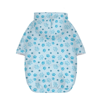 Blue Animal Paw Pattern Print Dog Zip Up Hoodie