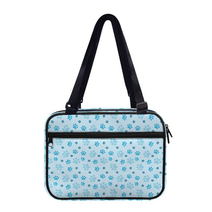 Blue Animal Paw Pattern Print Double Strap Bible Bag