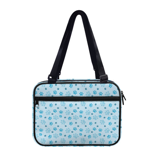 Blue Animal Paw Pattern Print Double Strap Bible Bag