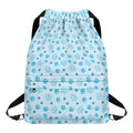 Blue Animal Paw Pattern Print Drawstring Backpack