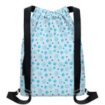 Blue Animal Paw Pattern Print Drawstring Backpack