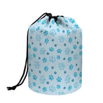 Blue Animal Paw Pattern Print Drawstring Makeup Bag