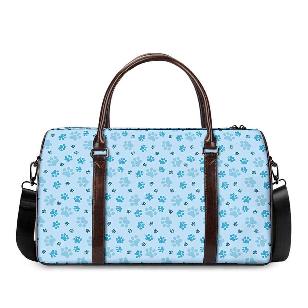 Blue Animal Paw Pattern Print Duffle Bag