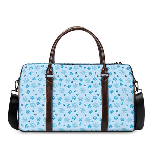 Blue Animal Paw Pattern Print Duffle Bag