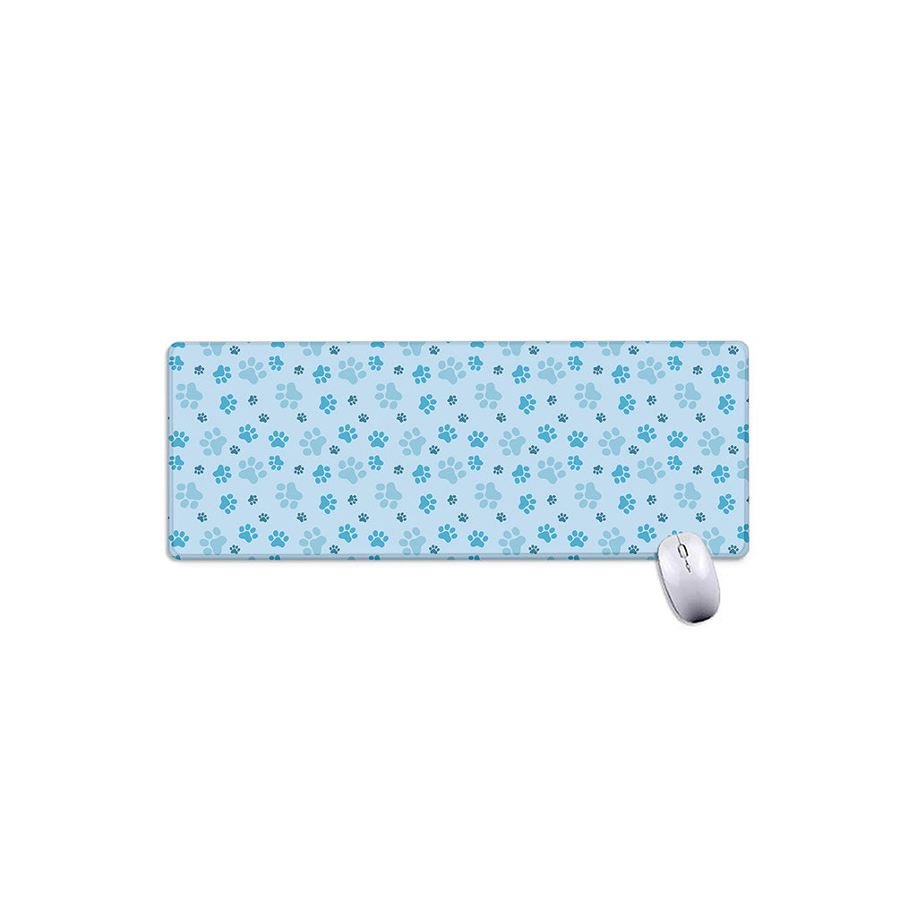 Blue Animal Paw Pattern Print Extended Mouse Pad